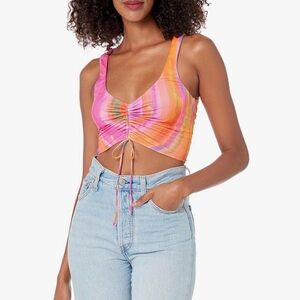 Show Me Your Mumu — Women's Hazy top & Dazy skirt, Sunrise Stripe Mesh, L/ XL